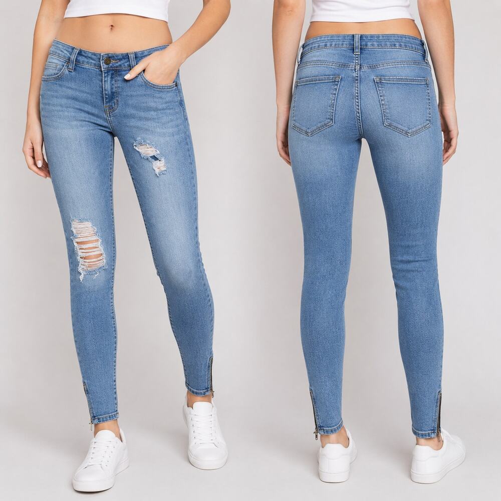 Pistola Distressed Skinny Jeans Ankle Zip Light Wash Size 28 Denim